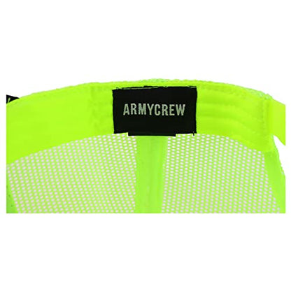 Armycrew Oversize XXL Low Profile Two Tone Mesh Back Trucker Baseball Cap - color: Black Neon Yellow