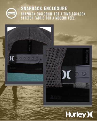 Hurley Mens Trucker Hat Fairway Mesh Trucker Hat, Quick Dry Snapback - color: Aurora Green