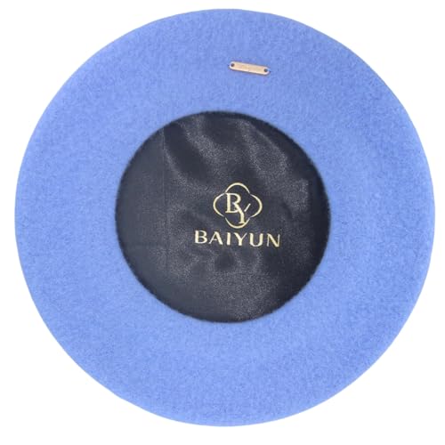 Classic Wool French Red Beret Hats for Women Men - color: M--lake Blue