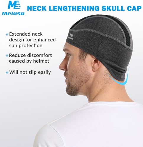 MELASA Cooling Skull Cap for Men Breathable Hard Hat Liner with Neck Shade - color: Black & Black