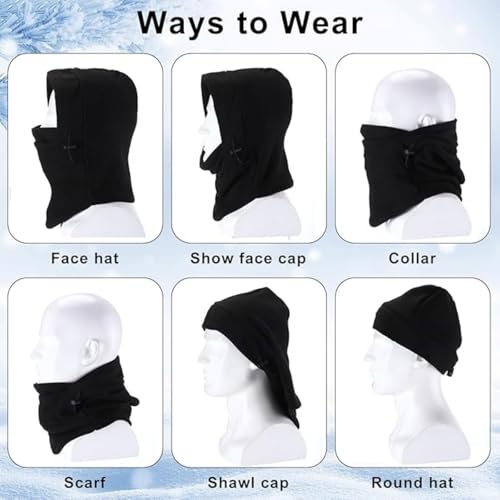 Frienda 2 Pcs Balaclava Ski Mask Windproof Warmer Fleece Adjustable Winter Mask Face Cover for Men Women - color: Black,red