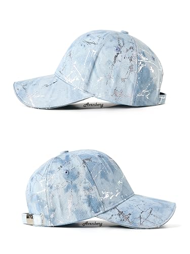 Sandwich Brim High Crown Baseball Cap – Logo-Free – Deep Fit Structured Hat for Men & Women – Minimalist Design - color: Light Blue Denim / Silver Splash