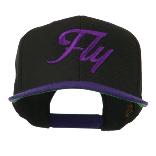 e4Hats.com Fly Embroidered Flat Bill Cap - color: Black Purple