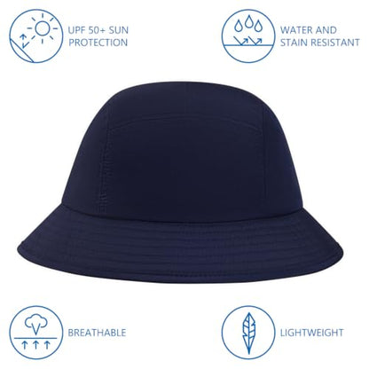 BASSDASH UPF50+ Fishing Bucket Hat for Men Women Lightweight Water Resistant Packable Outdoor Summer Sun Hats FH13 - color: Dark Blue