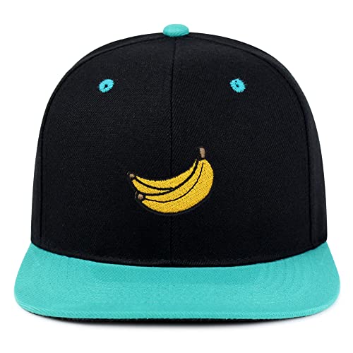 JPAK Banana Fruit Hip-Hop Snapback Hat Embroidered Baseball Cap Monkey - color: 15. Black/Aqua