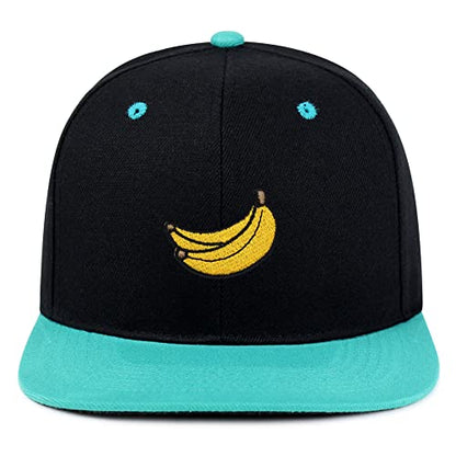 JPAK Banana Fruit Hip-Hop Snapback Hat Embroidered Baseball Cap Monkey - color: 15. Black/Aqua