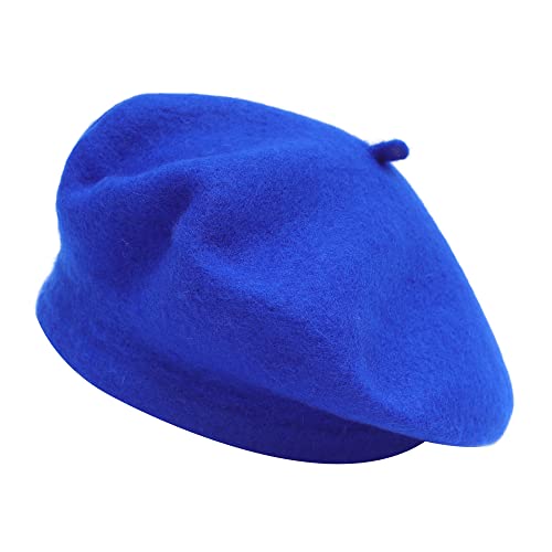 ZLYC Wool French Beret Hat Solid Color Classic Artist Cap for Women - color: Fantasy Blue