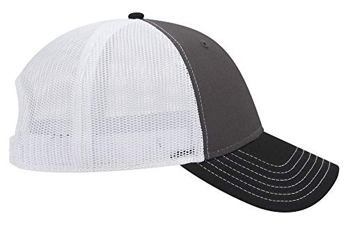 OTTO 6 Panel Low Profile Contrast Vertical Mesh Back Cap - color: Blk/Ch.gry/Wht
