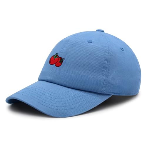 JPAK Two Tomatoes Premium Dad Hat Embroidered Cotton Baseball Cap Vegetables Embroidery - color: Light Blue