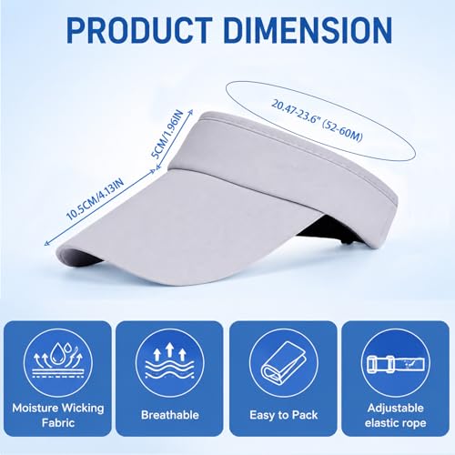 Yolyoo Sports Sun Visor Hat for Women Men,Adjustable Sun Hat for Golf Tennis Running Pickleball Beach and Outdoor Activities - color: Grey