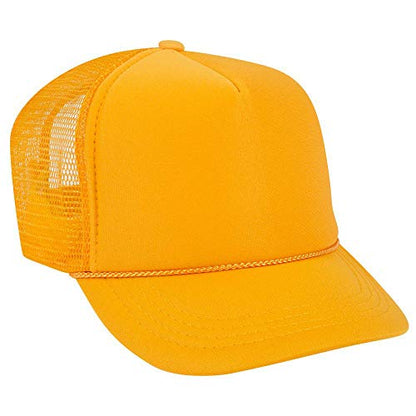 OTTO Polyester Foam Front Youth 5 Panel High Crown Trucker Hat - color: Gold
