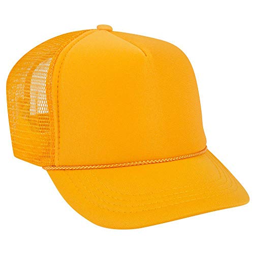 OTTO Polyester Foam Front Youth 5 Panel High Crown Trucker Hat - color: Gold
