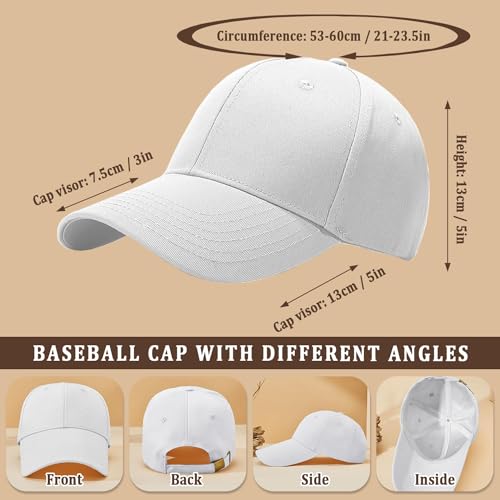 Adjustable Cotton Baseball Cap for Men Women - color: White