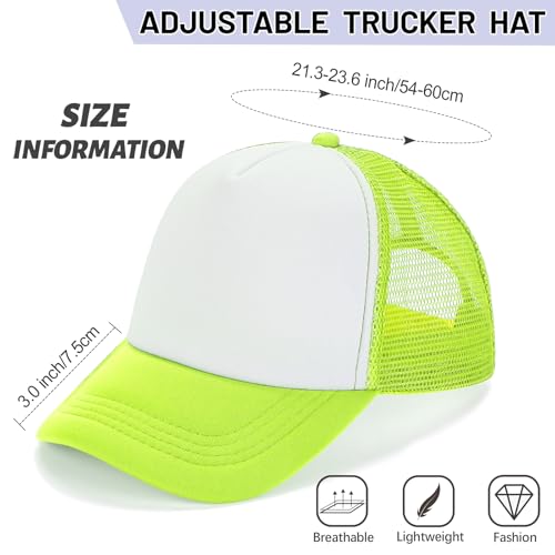 Ultrafun 10 Pack Trucker Hat Mesh Sublimation Blank Hats Adjustable Baseball Caps Hats for Men Women - color: Neon Yellow White