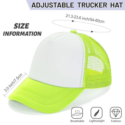 Ultrafun 10 Pack Trucker Hat Mesh Sublimation Blank Hats Adjustable Baseball Caps Hats for Men Women - color: Neon Yellow White
