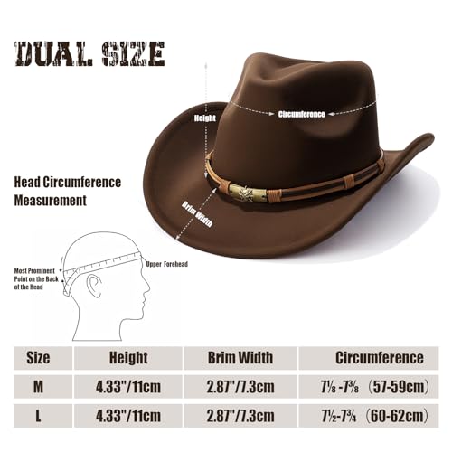 BELTROAD Cowboy Hat for Men Women, Western Cowboy Hats with Gift Hat Box - color: Brown(skull ), size: Medium
