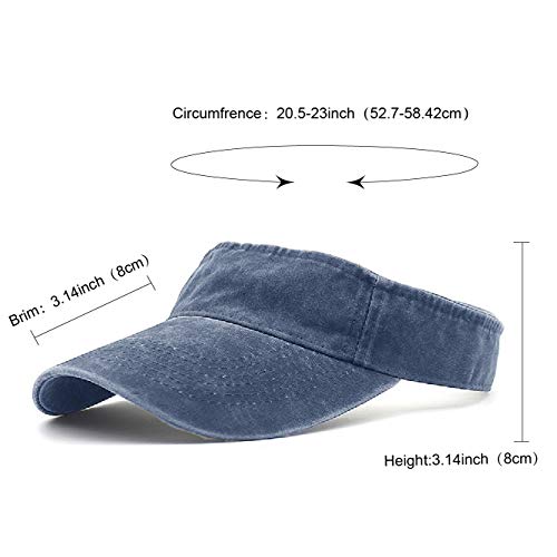HH HOFNEN Sports Sun Visor Hats Cotton Adjustable Golf Caps for Men Women - color: #1a Navy