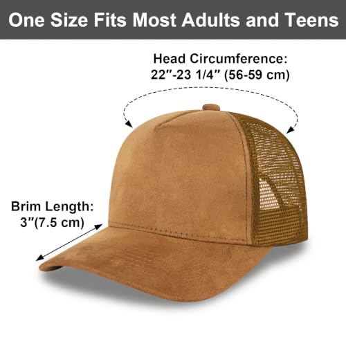TOPTIE 5 Panel Suede Front Mesh Back Baseball Hat Adjustable Snapback Cap - color: Black