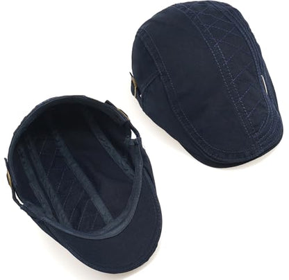 Initlove Mens Newsboy Cap Cotton Ivy Hat Beret Hats for Driving - color: A Navy