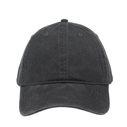 Plain Washed Cotton Adjustable 6 Panel Dad Hat Baseball Cap - color: Black