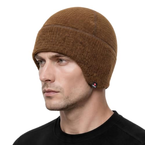 TOP-EX Waterproof Ear Flap Beanie for Men, Polartec Fleece Lined - color: Brown, size: X-Large-XX-Large