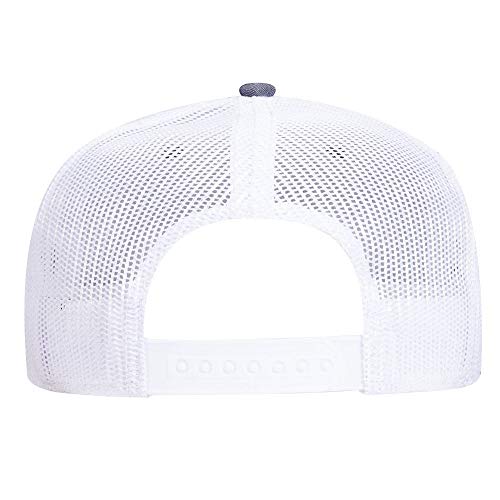 OTTO Snap 6 Panel Pro Style Cotton Blend Chambray Snapback Hat - color: Nvy/Wht