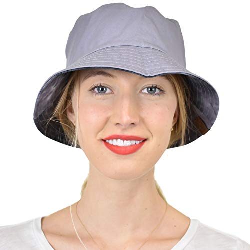 C.C Unisex 100% Cotton Packable Reversible Tie Dye Bucket Sun Hat - color: Black/Grey