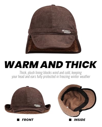 CLAPE Russian Trapper Ushanka Hat Eskimo Warm Pilot Cap Hats Earflaps Baseball Cap Visor Dad Hat for Outdoor Skiing - color: Dj05-black