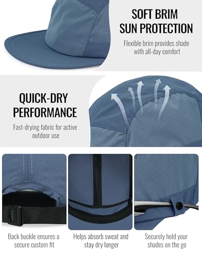 CLAPE Snapback 5 Panel Hat for Men Flat Bill Funny Trucker Hats Running - color: Wbqsg1-blue