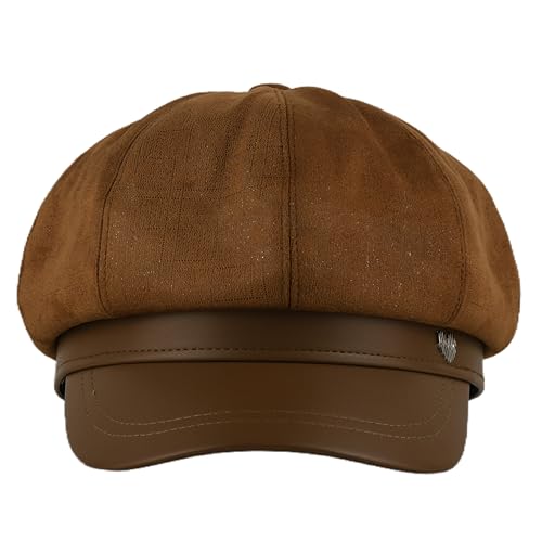 Newsboy Hats for Women - Retro Classic Plaid Hat Fashionable British Irish Beret Cap Girls Vintage Dressy Caps - color: Bling Brown