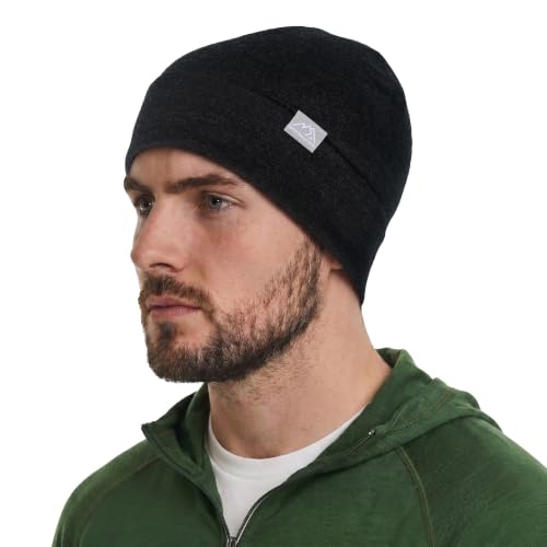 100% Merino Wool Beanie for Women, Men - Skull Cap 17.5um, Adult Hat Unisex - color: Charcoal Grey