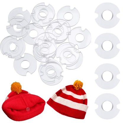 10pcs Acrylic Hat Pom Poms Buttons, 20mm Removable Knitted Hat Button, Round Faux Fur Fastener Sewing Accessories for Crochet Knitting Beanies- Clear - color: Clear-E-10pcs