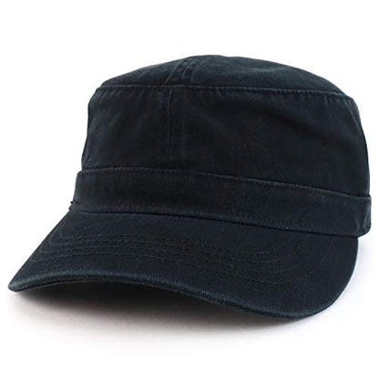 Trendy Apparel Shop Cotton Army Cap Military Flat Top Adjustable Baseball Cap - color: Black