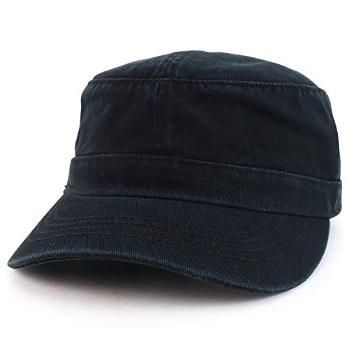 Trendy Apparel Shop Cotton Army Cap Military Flat Top Adjustable Baseball Cap - color: Black
