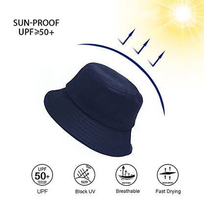 Wheebo Solid Color Bucket Hat for Women Summer Beach Fishmen Hat for Lady Adult Unisex Cotton Cap…… - color: A-sc-navy