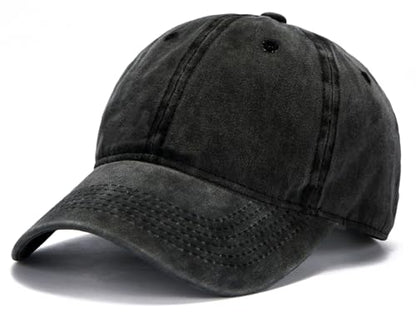 Edoneery Baseball Cap for Men and Women, Low Profile Washed Cotton Dad Hat - color: Black-1