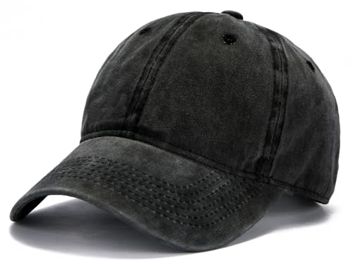Edoneery Baseball Cap for Men and Women, Low Profile Washed Cotton Dad Hat - color: Black-1