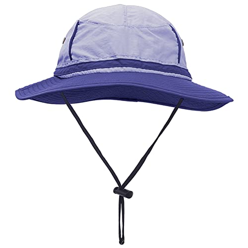 Waterproof Safari Hats | Wide Brimmed Sun Protection Boonie Cap | Explorer Jungle Bush Bucket Hat for Outdoor Hiking Fishing - color: Gray/Blue