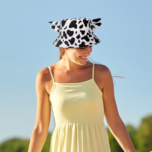 Cow Print Bucket Hat Cute Bucket Hat Beach Fisherman Hat Black