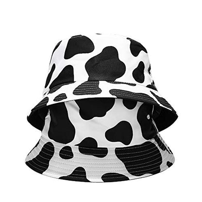 Quanhaigou Unisex Sun Hats, Fashion Beach Bucket Hat for Men Women,Summer Outdoor Boonie Cap Breathable Packable - color: Cow Print