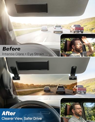 JOYTUTUS Sun Visor Extender for Cars, Polarized Sun Visor Extender Universal Sun Blocker UV400, Adjustable Visor Extension for Car Visor,Double-Clip,Anti Glare Stray Light - size: Large Polarized