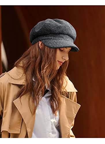 Newsboy Caps for Women Classic Beret Hats Autumn Winter Cap - color: Grey