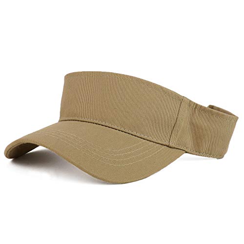Trendy Apparel Shop XXL Oversize Solid Cotton Adjustable Sun Visor - color: Khaki