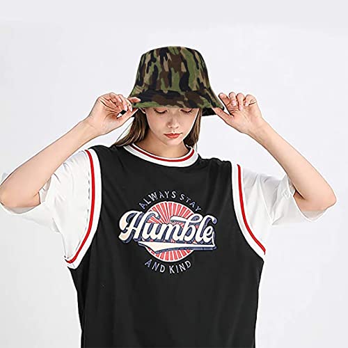 XYIYI Cute Bucket Hat Beach Fisherman Hats for Women, Reversible Double-Side-Wear - color: Camo-a