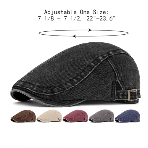 QHFHULV Newsboy Cap for Men Cotton Flat Gatsby Ivy Golf Cabbie Driving Hat - color: Classic Khaki