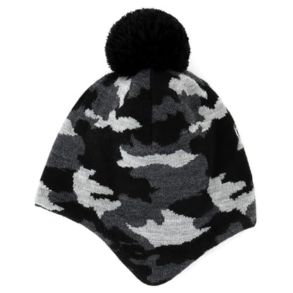 Duoyeree Kids Beanie Dinosaur Pom Pom Knit Winter Hat Fleece Lined for 1-7T - color: 1a-blackgray, size: 2-4T