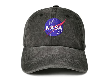 Embroidered Baseball Caps for Men and Women - color: Nasa (Washed Black)