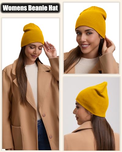 100% Cotton Beanie Hat for Men Women Cuffless Warm Winter Hats - color: 1pcs-yellow
