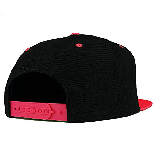Trendy Apparel Shop King Embroidered Premium 2-Tone Flat Bill Snapback Cap - color: Black Red