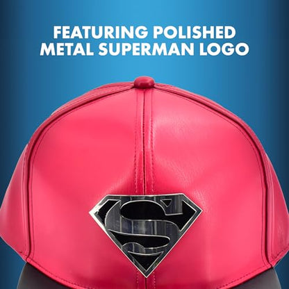 Concept One Unisex Adult DC Comics Superman Baseball Cap, Adult Adjustable Snapback Hat with Flat Brim for Men and Women - color: Black/Red
